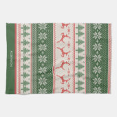 Custom Green and Red Nordic Christmas Pattern Geschirrtuch (Horizontal)
