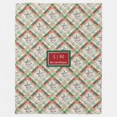 Custom green and red watercolor tartan gift throw fleecedecke (Vorderseite)