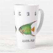 Custom Green Angel Fish Pisces Astrological Sign Milchtasse (Rechte Ecke)