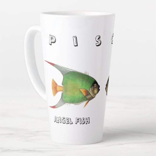 Custom Green Angel Fish Pisces Astrological Sign Milchtasse (Linke Ecke)