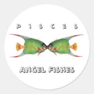 Custom Green Angel Fish Pisces Astrological Sign Runder Aufkleber