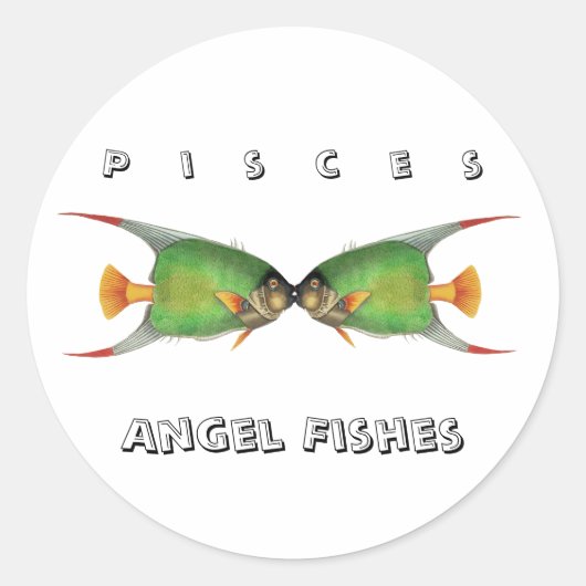 Custom Green Angel Fish Pisces Astrological Sign Runder Aufkleber (Vorderseite)