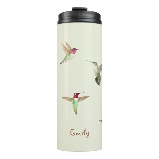Custom Green Anna's Hummingbird Thermosbecher (Vorderseite)