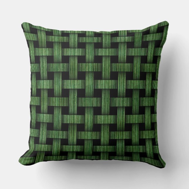 Custom Green Bamboo Muster Woven Pillow Sitzkissen Kissen (Vorderseite)