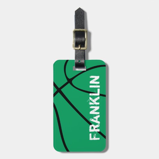 Custom Green Basketball Gepäckanhänger (Vorderseite vertikal)