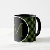 Custom Green Black Buffalo Karo Kariertes Muster Tasse (VorderseiteRechts)