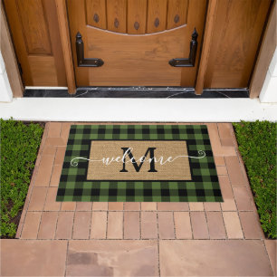 Custom Green Black Buffalo Karo Tartan Muster Fußmatte
