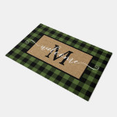 Custom Green Black Buffalo Karo Tartan Muster Fußmatte (Schrägansicht)