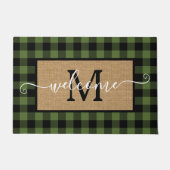 Custom Green Black Buffalo Karo Tartan Muster Fußmatte (Vorderseite)