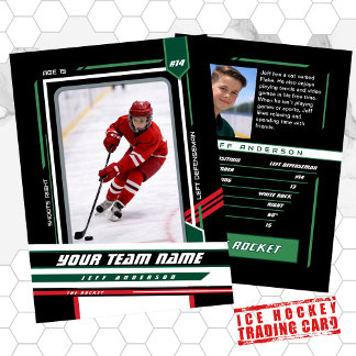 Custom Green & Black Ice Hockey Player Card Telefonnummerkarte