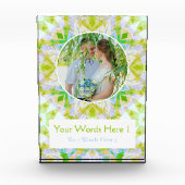 Custom Green Blue Star Hochzeitspende Fotoblock (Vorderseite)