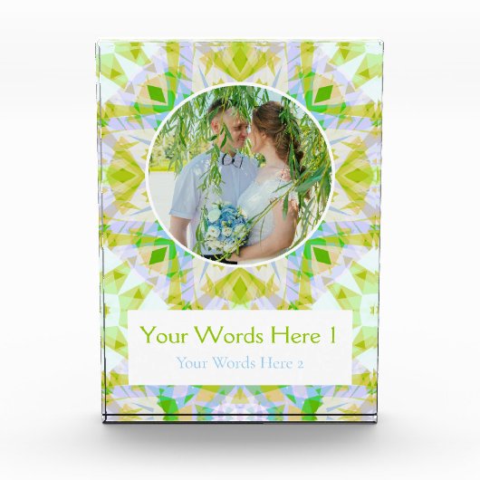 Custom Green Blue Star Hochzeitspende Fotoblock (Vorderseite)