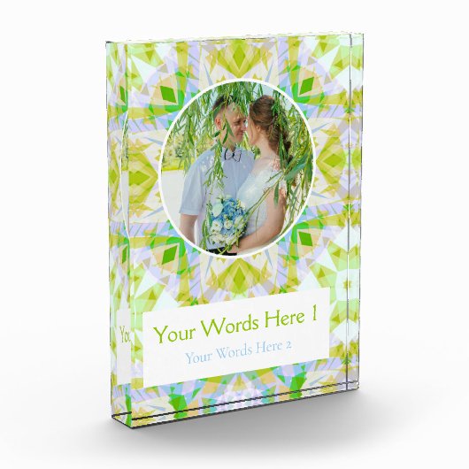 Custom Green Blue Star Hochzeitspende Fotoblock (Links)