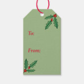 Custom Green Christmas Holly-Geschenk-Tag Geschenkanhänger (Vorderseite)