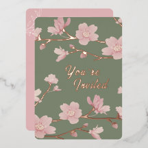 Custom Green Christmas Real Gold Foil Einladung