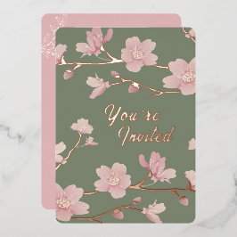 Custom Green Christmas Real Gold Foil Einladung