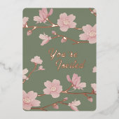 Custom Green Christmas Real Gold Foil Einladung (Vorderseite)