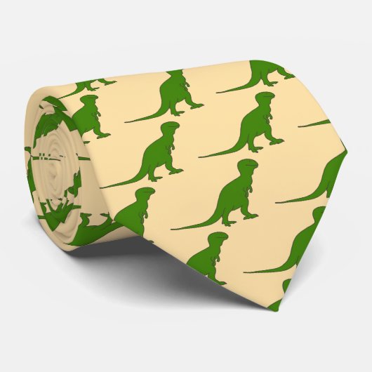 Custom Green Dinosaur Muster Neck Ties Krawatte (Gerollt)