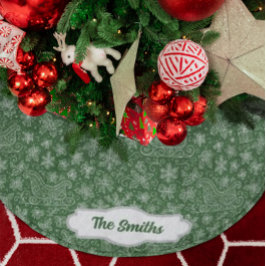 Custom Green Doodle Christmas Sleigh Pattern Polyester Weihnachtsbaumdecke