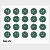 Custom GREEN EMERALD Black Monogram Letter Runder Aufkleber (Blatt)