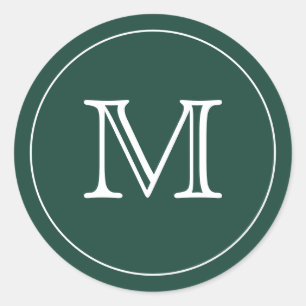Custom GREEN EMERALD Black Monogram Letter Runder Aufkleber