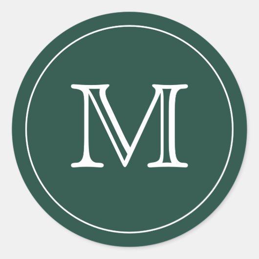 Custom GREEN EMERALD Black Monogram Letter Runder Aufkleber (Vorderseite)