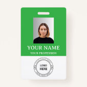 Custom Green Employee Abzeichen mit Foto, Logo, QR Ausweis