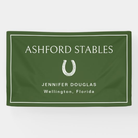 Custom Green Equestrian Stall Horse Show Banner (Horizontal)