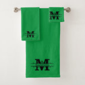 Custom Green Extravagant Monogram Luxus Badetuch S Badhandtuch Set (Insitu)