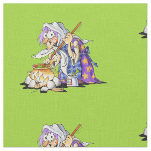 Custom Green Fabric Happy Halloween mit Hexe Stoff