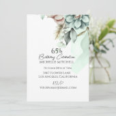 Custom Green Floral Vintag 65. Geburtstag Einladung (Stehend Vorderseite)