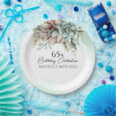 Custom Green Floral Vintag 65. Geburtstag Pappteller (Party)