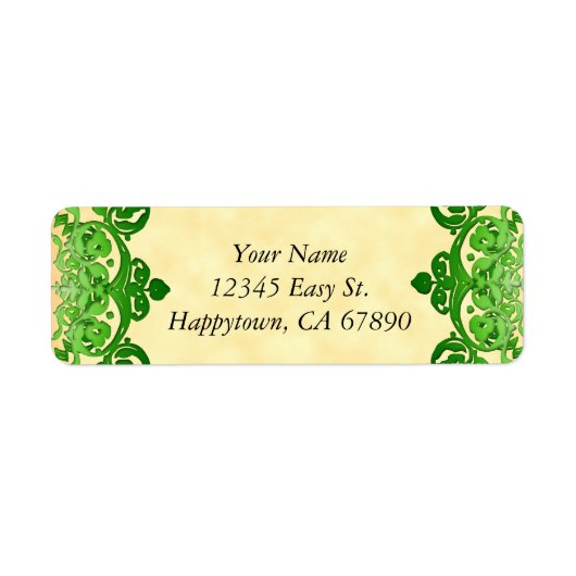 Custom Green Floral Vintag Art Address Labels (Vorne)