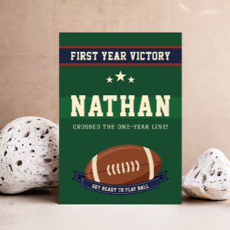 Custom Green Football Baby First Birthday Party Einladung