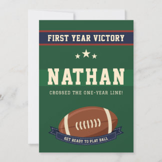 Custom Green Football Baby First Birthday Party Einladung