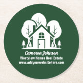 Custom Green Forest House Real Anwesen Company Runder Pappuntersetzer (Vorderseite)