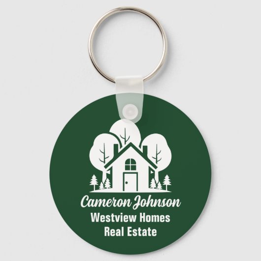 Custom Green Forest House Real Anwesen Company Schlüsselanhänger (Vorderseite)