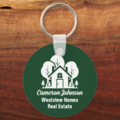 Custom Green Forest House Real Anwesen Company Schlüsselanhänger (Vorderseite)