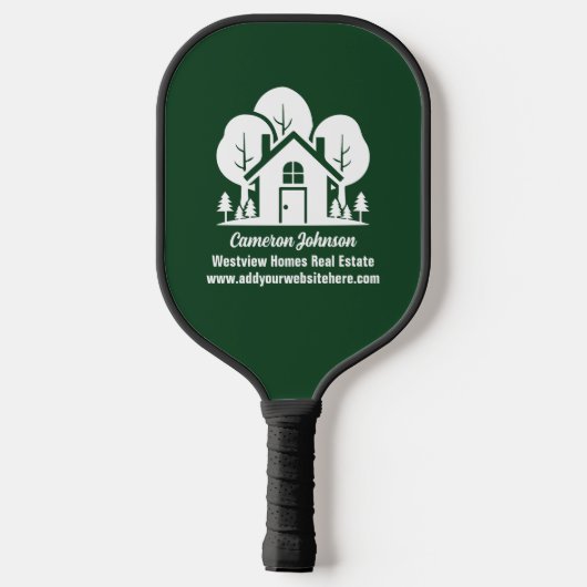 Custom Green Forest House Real Estate Company Pickleball Schläger (Rückseite)