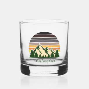 Custom Green Forest Mountain Cabin Whiskyglas