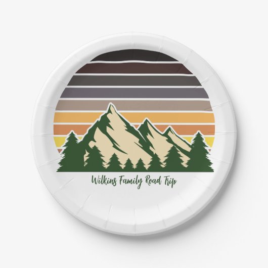 Custom Green Forest Mountain Nature Party Pappteller (Vorderseite)