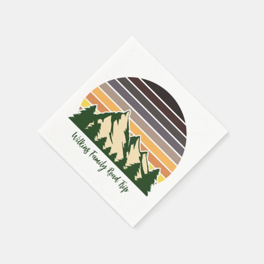 Custom Green Forest Mountain Nature Party Serviette (Ecke)