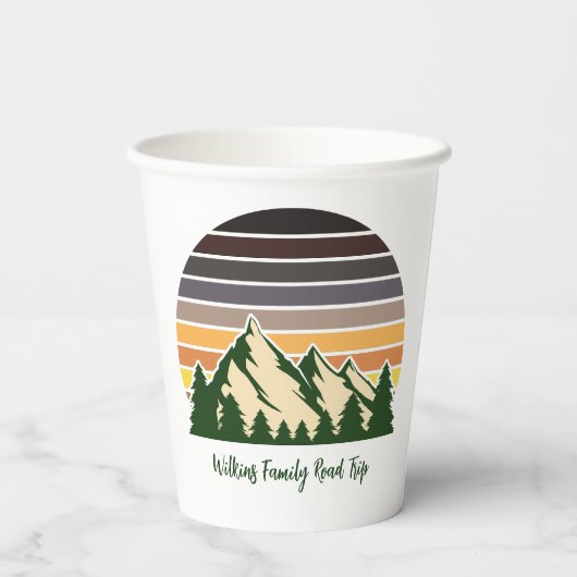 Custom Green Forest Mountain Party Pappbecher (Rückseite)