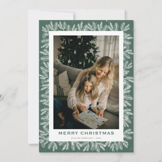 Custom Green Forest Pine Foto Weihnachten (Vorderseite)