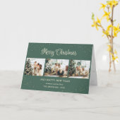 Custom Green Foto Collage Frohe Weihnachtskarten Karte (Gelbe Blume)