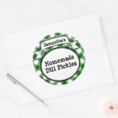 Custom Green Gingham Pickle Jar/Lid Label Runder Aufkleber (Umschlag)