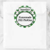 Custom Green Gingham Pickle Jar/Lid Label Runder Aufkleber (Tasche)
