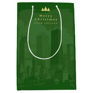 Custom Green Gold Christmas Mittlere Geschenktüte