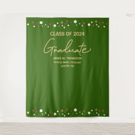 Custom Green Gold Class of 2024 Abschluss Wandteppich
