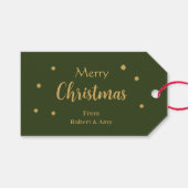 Custom Green & Gold Frohe Weihnachten Geschenkanhänger (Vorderseite (Horizontal))